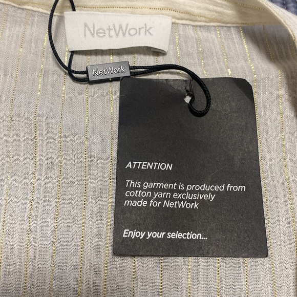 NWT Network Mini Dress, Size 38 EU M-10 US Color ivory-metallic gold stripes - Picture 6 of 13